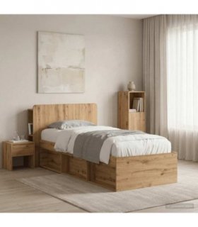 vidaXL Headboard Cabinet with Storage Artisan Oak Engineered Wood