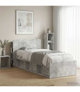 vidaXL Headboard Cabinet with Storage Concrete Grey Engineered Wood