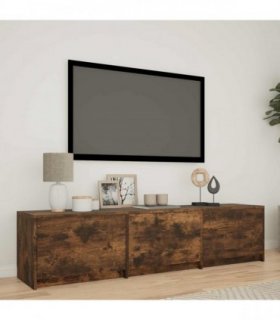 vidaXL TV Cabinet with LED Smoked Oak 165 x 34 x 40 cm Engineered Wood