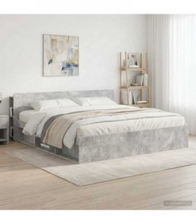 vidaXL Headboard Cabinet with Storage Concrete Grey Engineered Wood