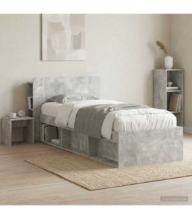 vidaXL Headboard Cabinet with Storage Concrete Grey Engineered Wood