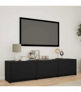 vidaXL TV Cabinet with LED Black 165 x 34 x 40 cm Engineered Wood