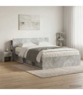 vidaXL Headboard Cabinet with Storage Concrete Grey Engineered Wood