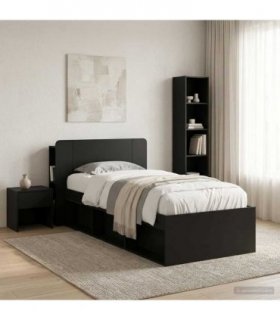 vidaXL Headboard Cabinet with Storage Black Engineered Wood