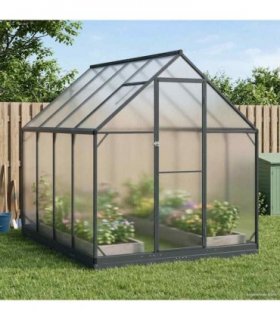 vidaXL Garden Greenhouse with Door Anthracite 183.5 x 243.5 x 207 cm