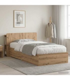vidaXL Bed Frame with Storage Artisan Oak 90 x 190 cm Engineered Wood