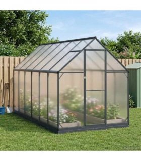 vidaXL Garden Greenhouse with Door Anthracite 183.5 x 363.5 x 207 cm