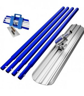 48’’×8’’ Concrete Bull Float with Trowel, Aluminium Alloy Concrete Finishing Tool, Adjustable Bracket & 4 Float Handles, Professional Concrete Smoothing Tool for Construction Flooring