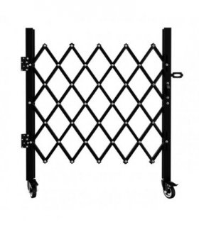 Foldable Security Gate, Expandable Safety Barrier with 360° Swivel Casters Lockable Design, Portable Mobile Rolling Barricade for Garage, Warehouse, Driveway and Pool Areas (51.57" H x 74" W)