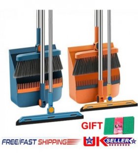 Long Handled Dustpan and Brush Set Strong Metal Handle Dust Pan & Broom Sweeper