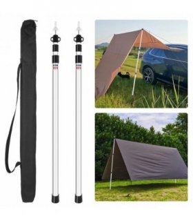 2x 230cm Tent Poles Telescopic Adjustable Awning Canopy Tarp Pole Support Rod UK