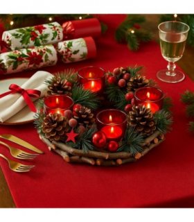 Wreath Centrepiece with 3 LED Candles