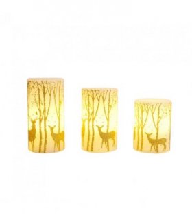 Christmas Woodland LED Pillar Candles ? Set of 3