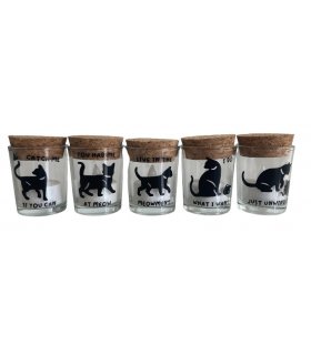 Cat Glass Candle Holder with LED Tealights Set of 5
