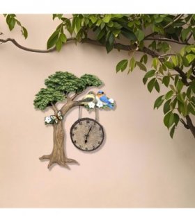 Oak Tree Clock with Bird