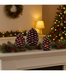 Pine Cone with LED Light set of 3