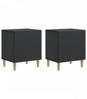 vidaXL Bedside Cabinet 2 pcs Black 43 x 34.5 x 50 cm Engineered Wood