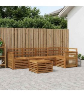 vidaXL Sectional Sofa Set 5 pcs Natural Solid Acacia Wood