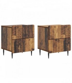 vidaXL Bedside Cabinet with Drawer 2 pcs Old Wood 43 x 34.5 x 49.5 cm