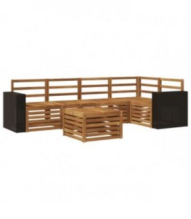 vidaXL Sectional Sofa Set 6 pcs Natural Solid Acacia Wood