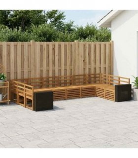vidaXL Sectional Sofa Set 10 pcs Natural Solid Acacia Wood