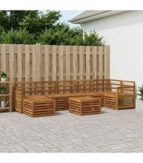 vidaXL Outdoor Sofa Set 7 pcs Natural Solid Acacia Wood