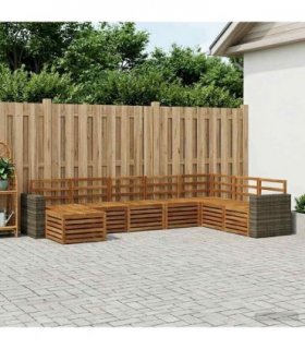 vidaXL Outdoor Sofa Set 8 pcs Natural Solid Acacia Wood