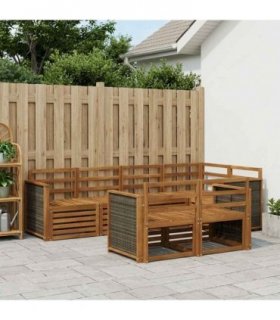 vidaXL Sectional Sofa Set 6 pcs Natural Solid Acacia Wood