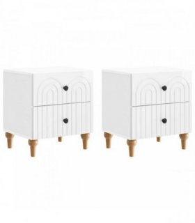 vidaXL Bedside Cabinet 2 pcs High Gloss White 43 x 34.5 x 48 cm