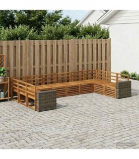 vidaXL Outdoor Sofa Set 10 pcs Natural Solid Acacia Wood