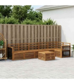 vidaXL Sectional Sofa Set 6 pcs Natural Solid Acacia Wood