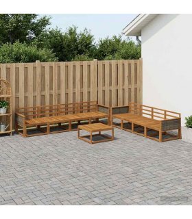 vidaXL Outdoor Sofa Set 9 pcs Natural Solid Acacia Wood