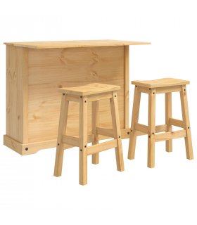 vidaXL Kitchen Island Set Corona 3 pcs Honey Wax Solid Pine Wood