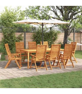 vidaXL Garden Dining Set Folding 9 pcs Brown Solid Acacia Wood