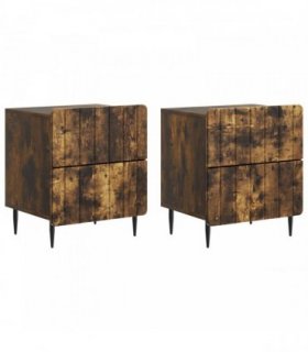 vidaXL Bedside Cabinet 2 pcs Smoked Oak 43 x 34.5 x 49.5 cm