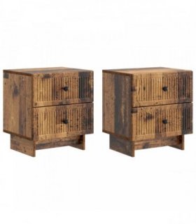 vidaXL Bedside Cabinet with Drawer 2 pcs Old Wood 43 x 34.5 x 47.5 cm