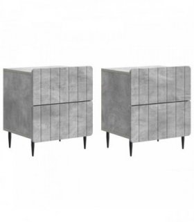 vidaXL Bedside Cabinet 2 pcs Concrete Grey 43 x 34.5 x 49.5 cm