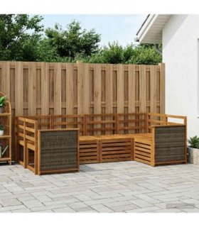 vidaXL Sectional Sofa Set 5 pcs Natural Solid Acacia Wood