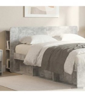 vidaXL Headboard Cabinet with Storage Concrete Grey Engineered Wood
