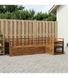 vidaXL Sectional Sofa Set 4 pcs Natural Solid Acacia Wood
