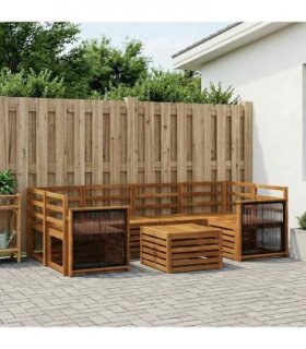 vidaXL Outdoor Sofa Set 7 pcs Natural Solid Acacia Wood