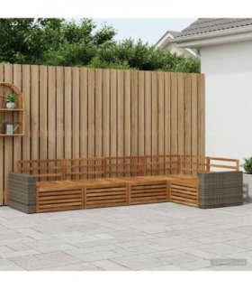 vidaXL Outdoor Sofa Set 5 pcs Natural 331 x 172.5 x 73 cm