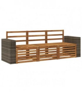 vidaXL Sofa Sets 3 pcs Solid Acacia Wood