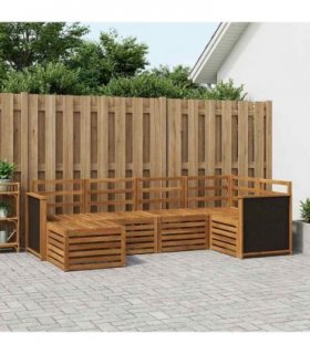 vidaXL Sectional Sofa Set 5 pcs Natural Solid Acacia Wood