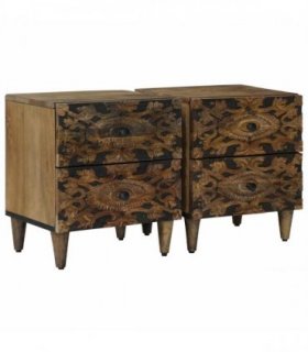 vidaXL Bedside Cabinet 2 pcs Brown 40 x 33.5 x 46 cm Solid Mango Wood
