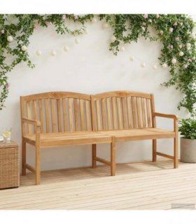 vidaXL Handcarved Rose Bench 150 x 60 x 90 cm Solid Teak Wood Natural