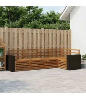 vidaXL Sectional Sofa Set 5 pcs Natural Solid Acacia Wood