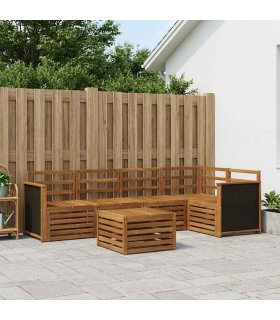 vidaXL Sectional Sofa Set 5 pcs Natural Solid Acacia Wood
