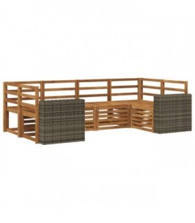 vidaXL Sectional Sofa Set 6 pcs Natural Solid Acacia Wood