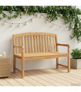vidaXL Handcarved Rose Bench 114 x 60 x 95 cm Solid Teak Wood Natural